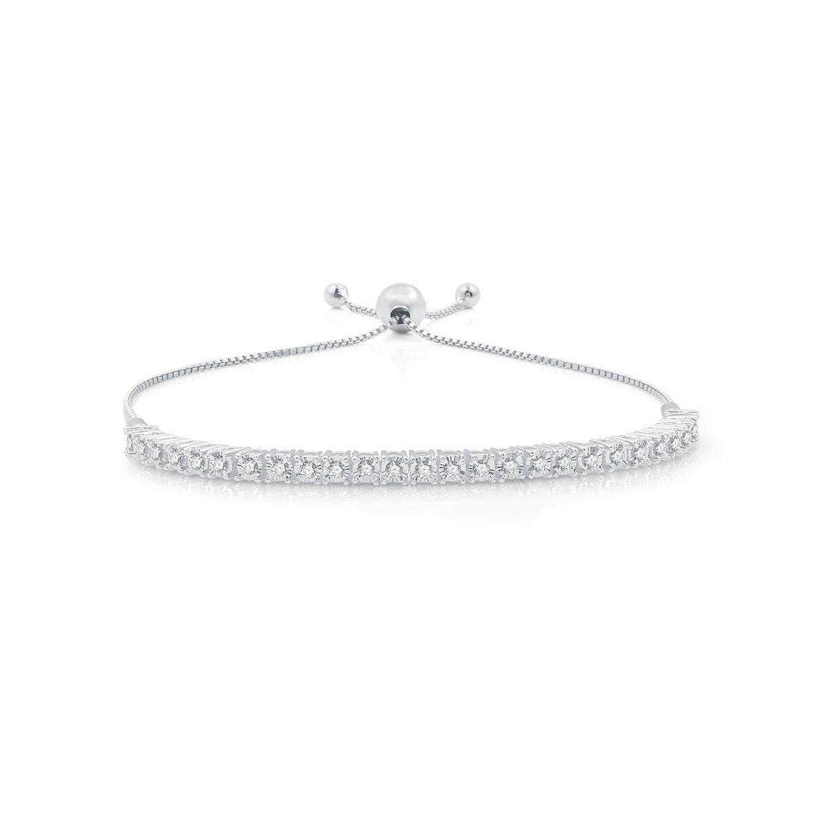 1/2 Cttw Diamond Bolo Sterling Silver Bracelet