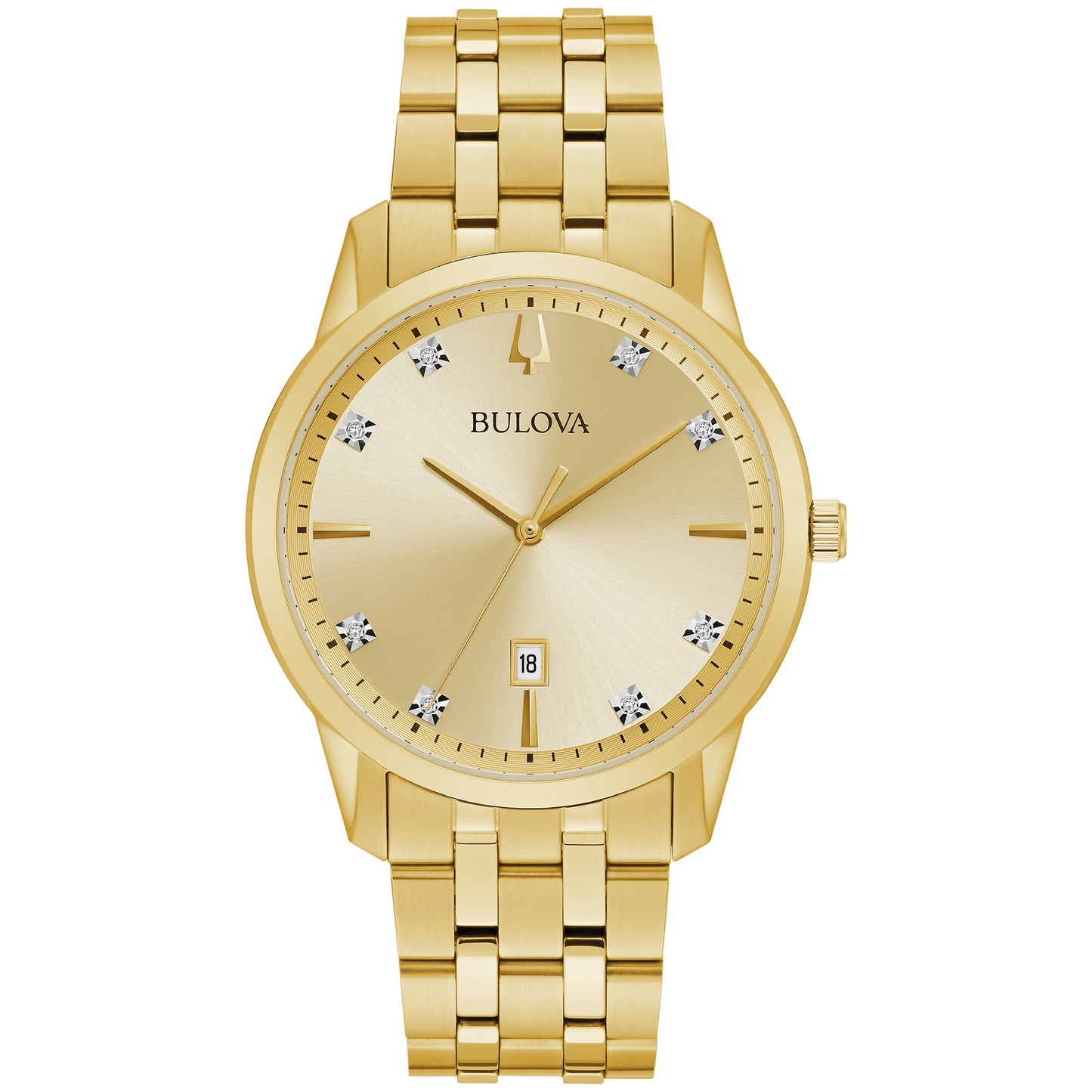 Bulova Sutton Men's Classic Watch With Diamond-Accents and Gold-Tone Stainless Steel Bracelet - 40mm Refurbished