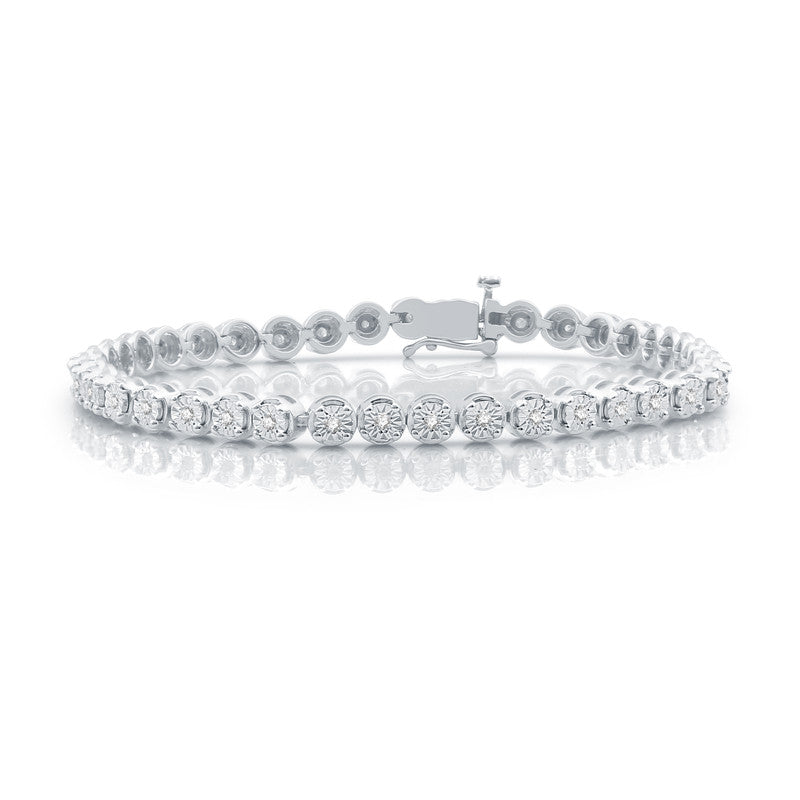 1/2 Cttw Diamond Miracle Plate .925 Sterling Silver Tennis Bracelet