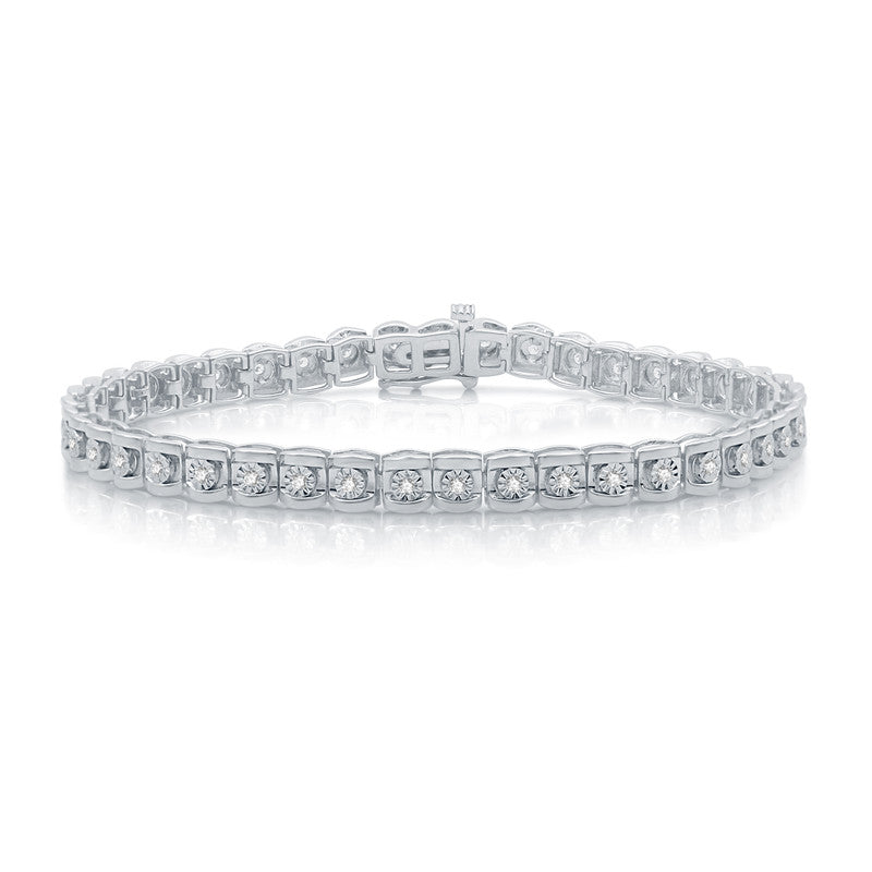 1/2Cttw Diamond Round MiraclePlate Silver Bracelet