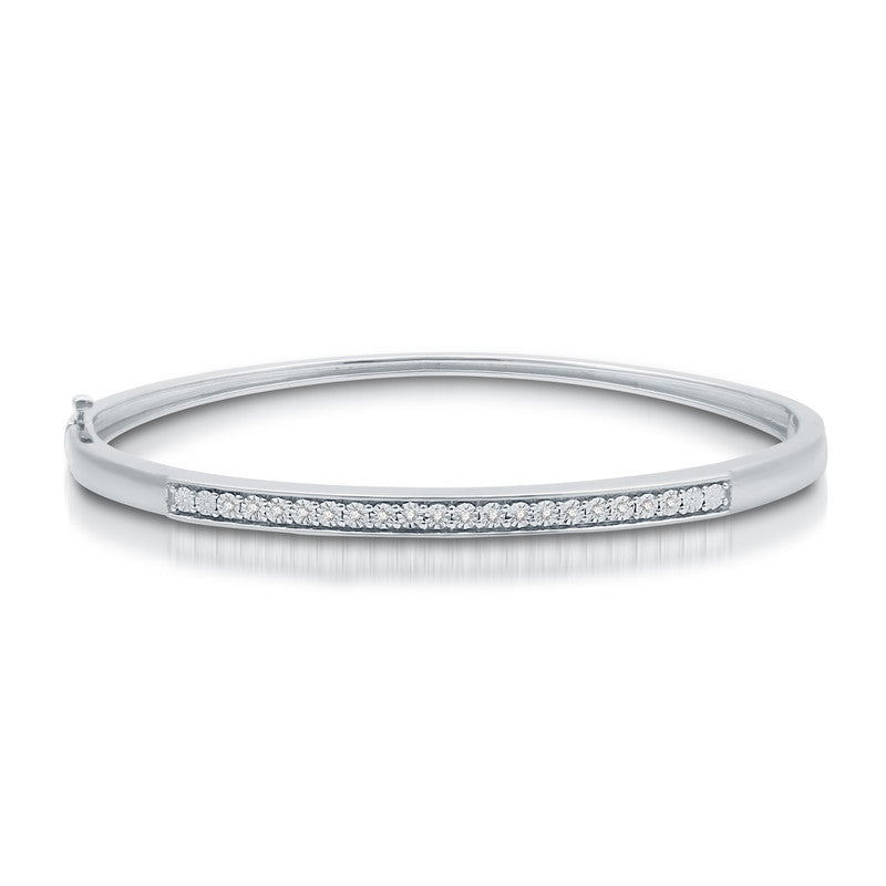 1/10 Cttw Diamond Silver Bangle Bracelet