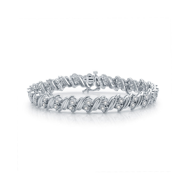 1 Cttw Diamond Miracle Plate Silver Bracelet