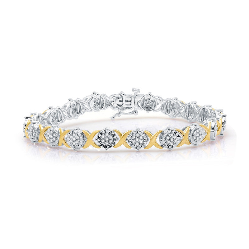 1 Cttw XO Gold over Silver Diamond Bracelet