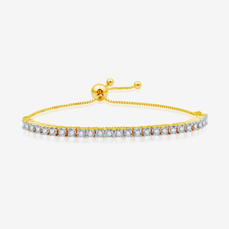 1/2Cttw Diamond Bolo Gold Sterling Silver Bracelet