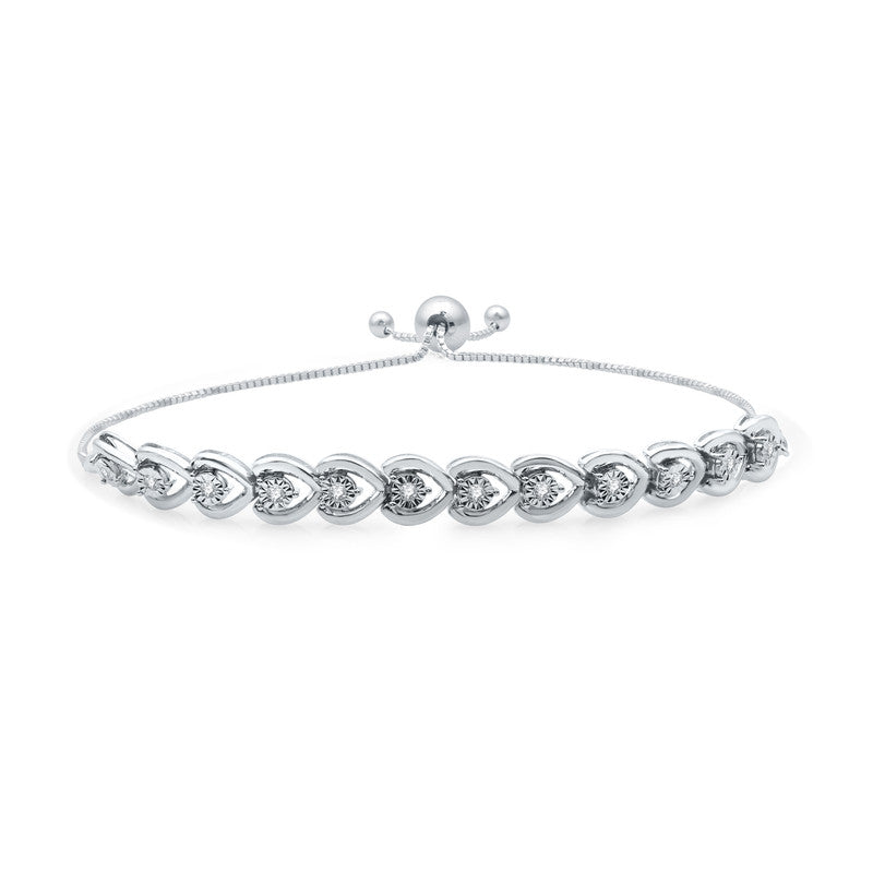 1/4 Cttw Diamond Bolo Sterling Silver Bracelet
