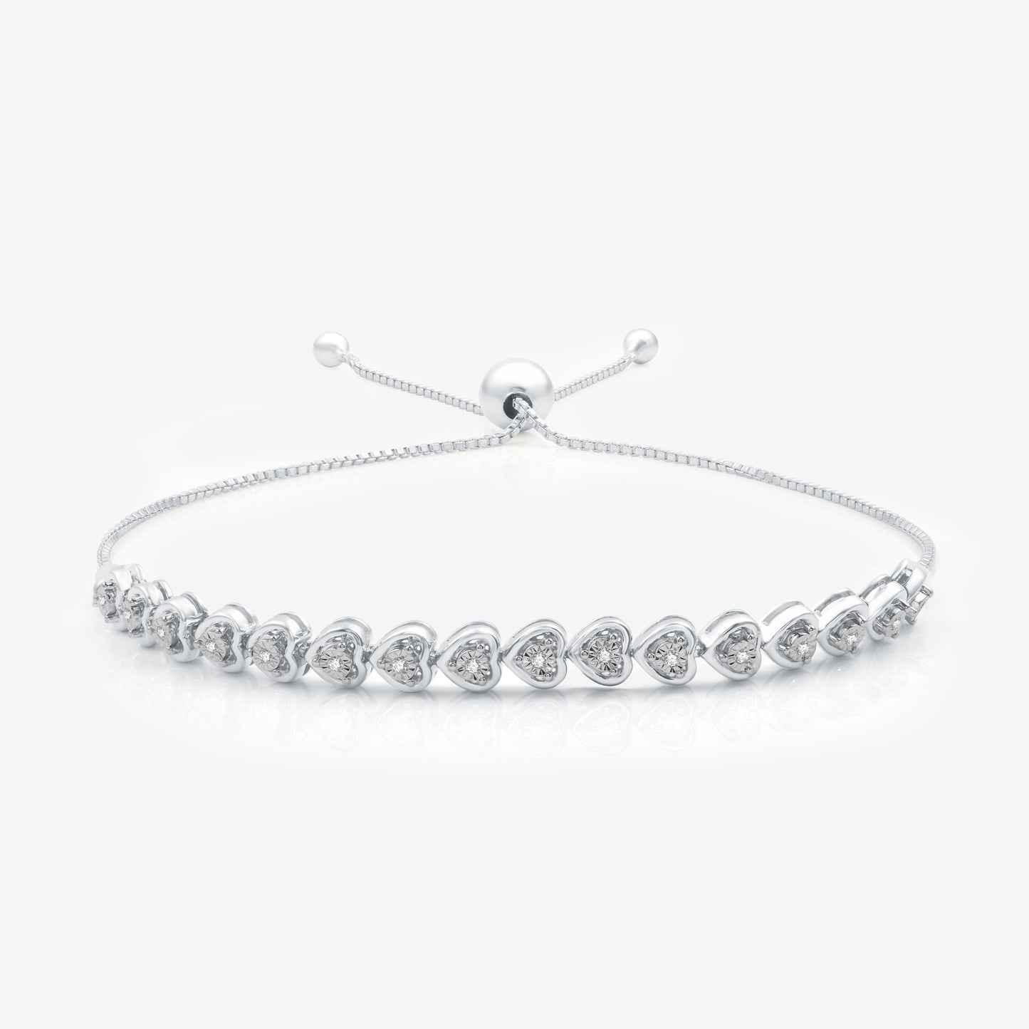 1/10 Cttw Diamond Heart Bolo Bracelet in Silver