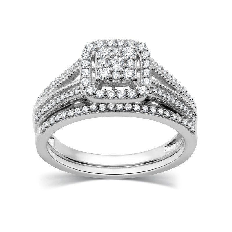 1/2 Cttw Diamond Bridal Set in Silver - Size 7