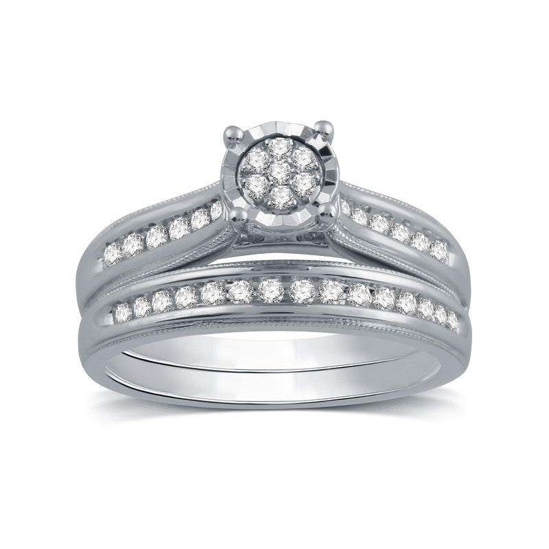 1/4 Cttw Diamond Bridal Ring in Silver - Size 7