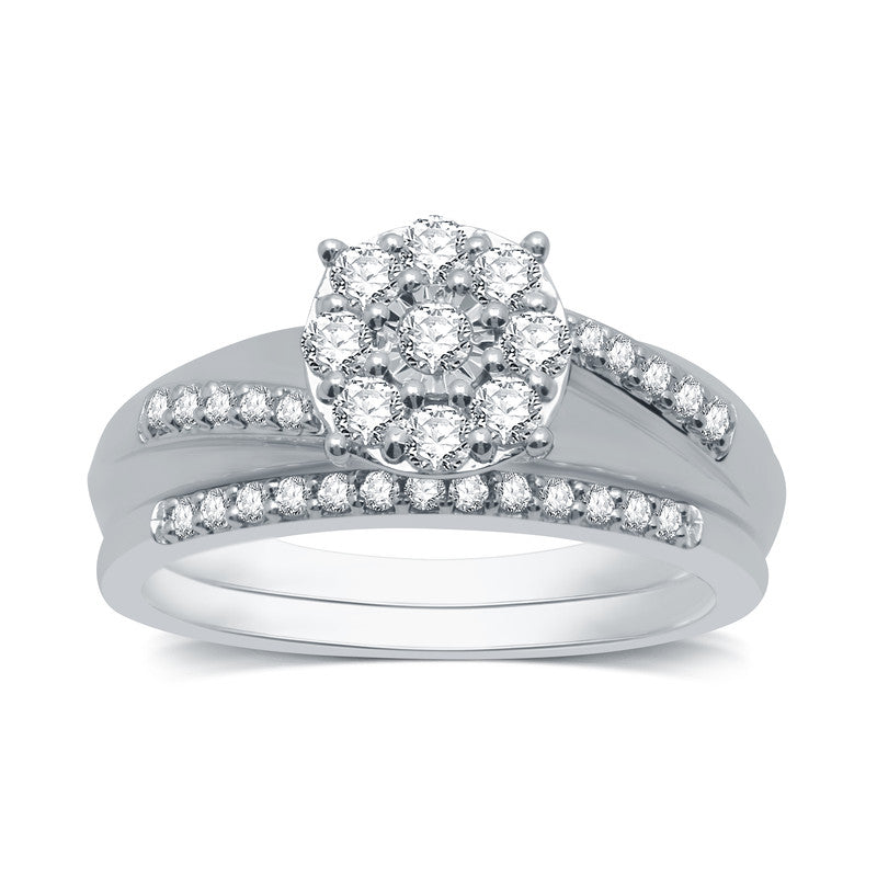 1/2 Cttw Diamond Bridal Ring in Silver - Size 7