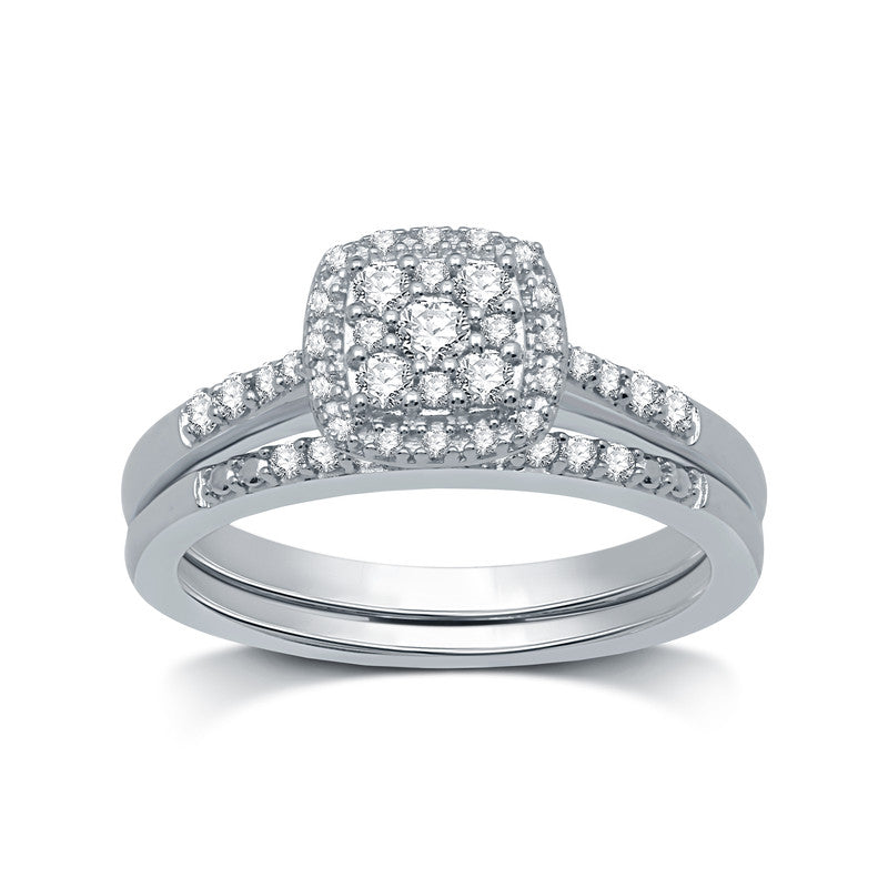 3/8 Cttw Diamond Bridal Set in Silver - Size 7