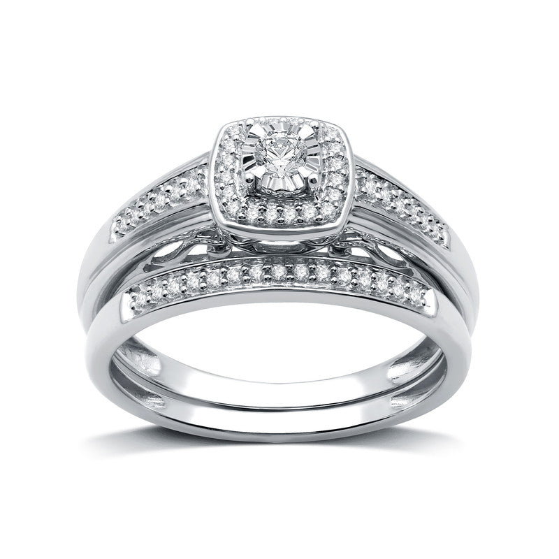1/4 Cttw Diamond Bridal Set in Silver - Size 7