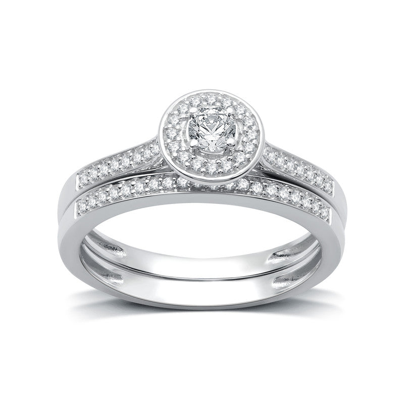 3/8 Cttw Diamond Round Bridal Set in Silver-Size 7