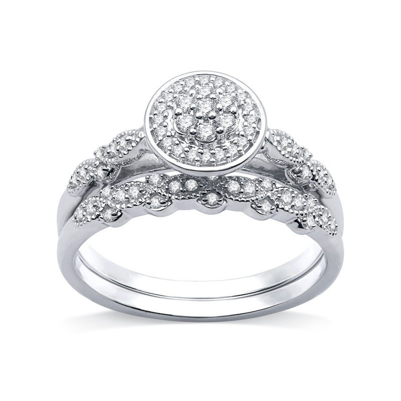1/4 Cttw Diamond Round Bridal Set in Silver-Size 7