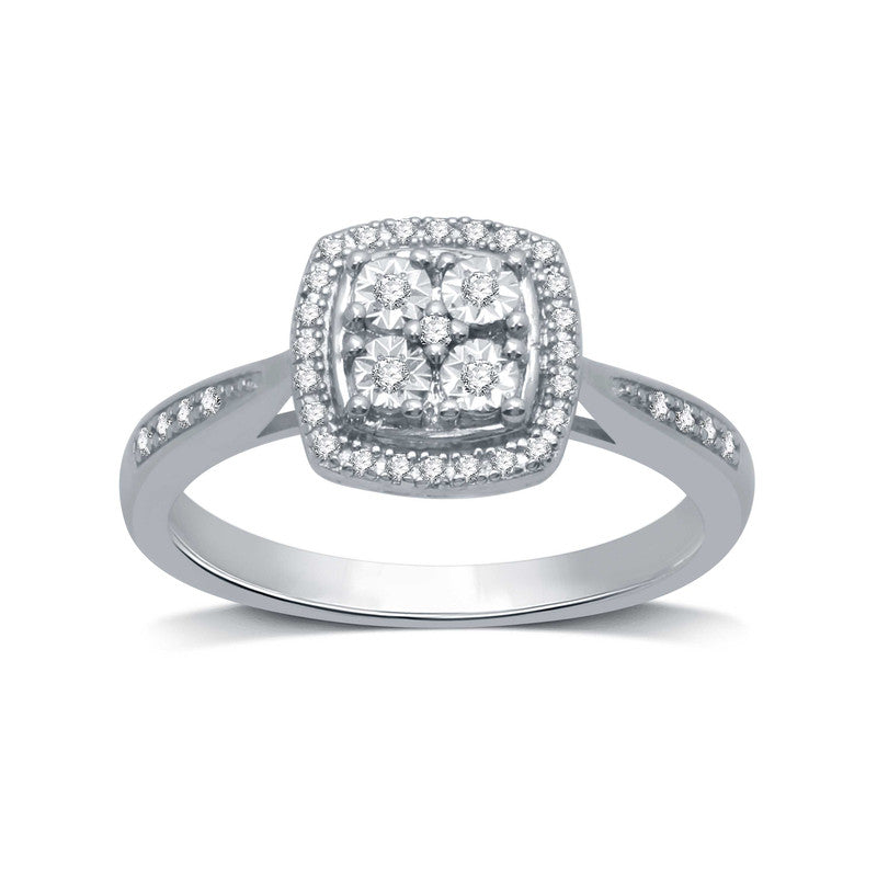 1/10Cttw Diamond Bridal Sterling Silver Ring-Size7