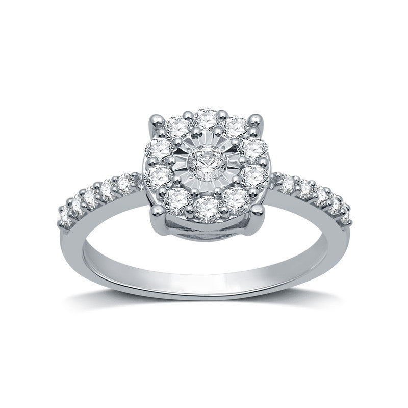 1/2 Cttw Diamond .925 Sterling Silver Bridal Ring-Size 7 - Round