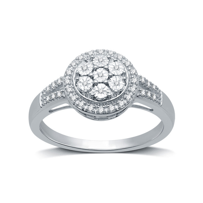 1/10 Cttw Diamond Round Cluster Bridal Ring-Size 7