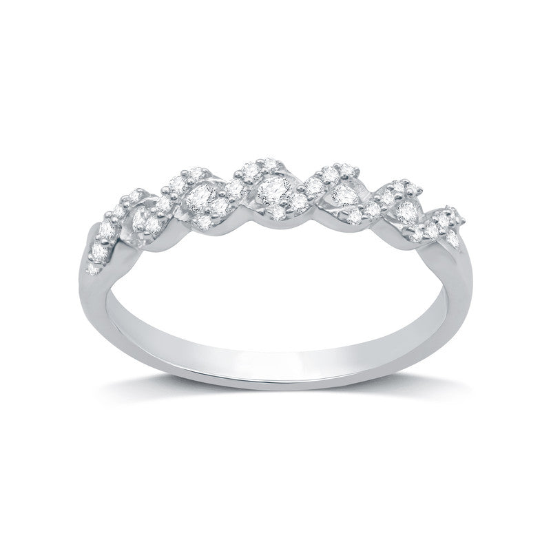 1/4 Cttw Lab-Grown Diamond Silver Criss-cross Ring