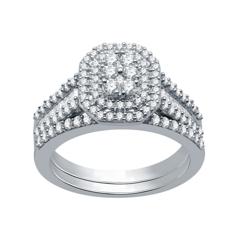 1Cttw Lab-Grown Diamond Princess Shaped Bridal Set