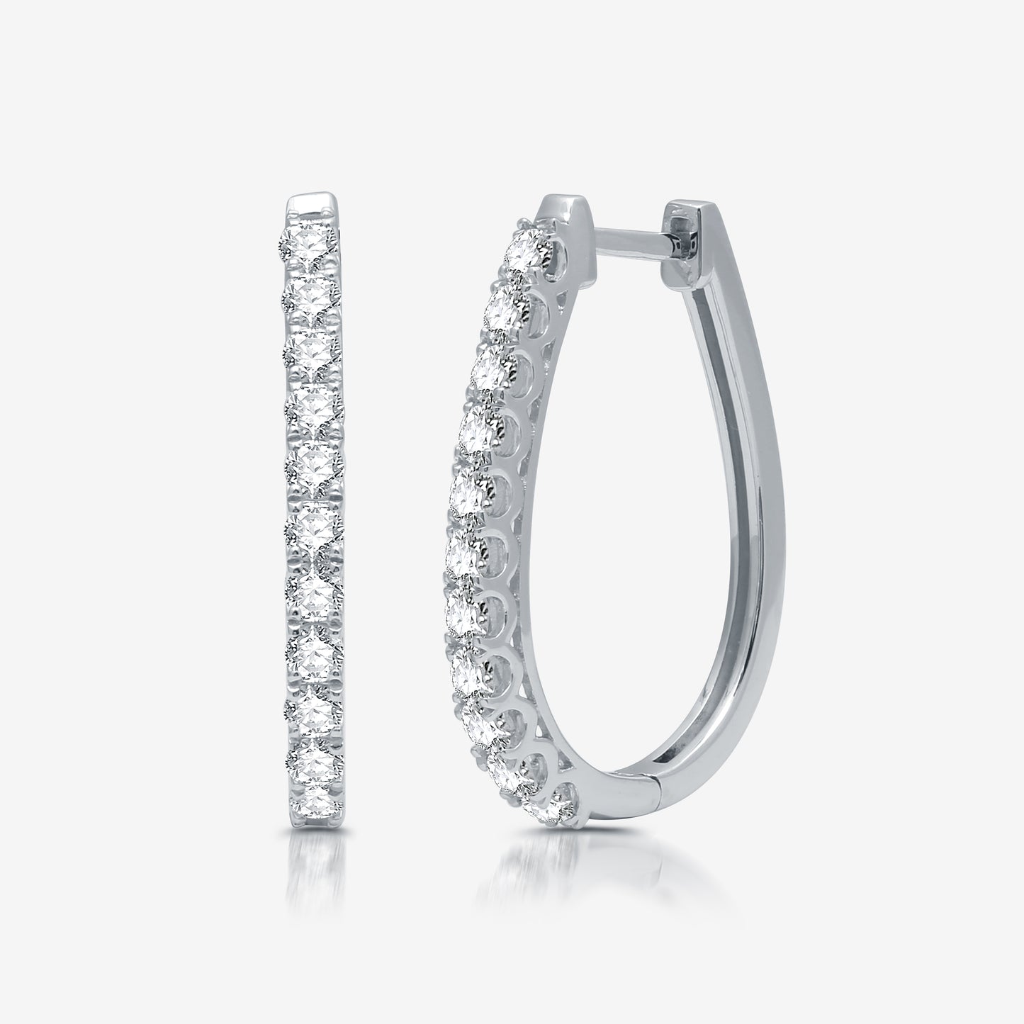 1 Cttw Lab-Grown Diamond and .925 Sterling Silver Hoop Earrings