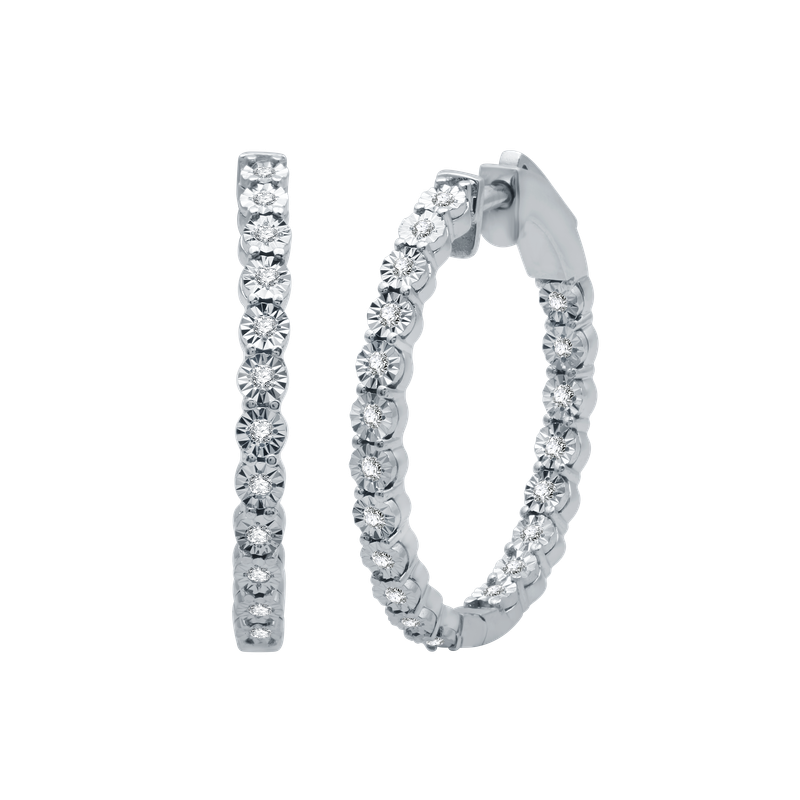 1/4 Cttw Lab Grown Diamond & Sterling Silver Hoop Earrings