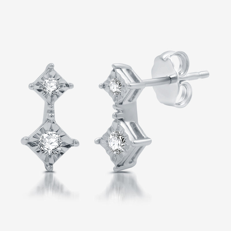 1/8 Cttw Lab-Grown Diamond Star-Burst Earrings