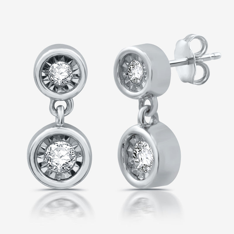 1/8 Cttw Lab Grown Diamond Dangle Earrings in Sterling Silver