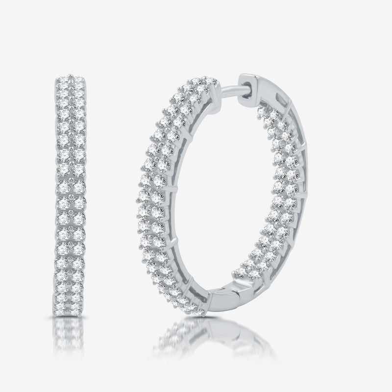 1/2 Cttw Lab-Grown Diamond Double Row Earrings