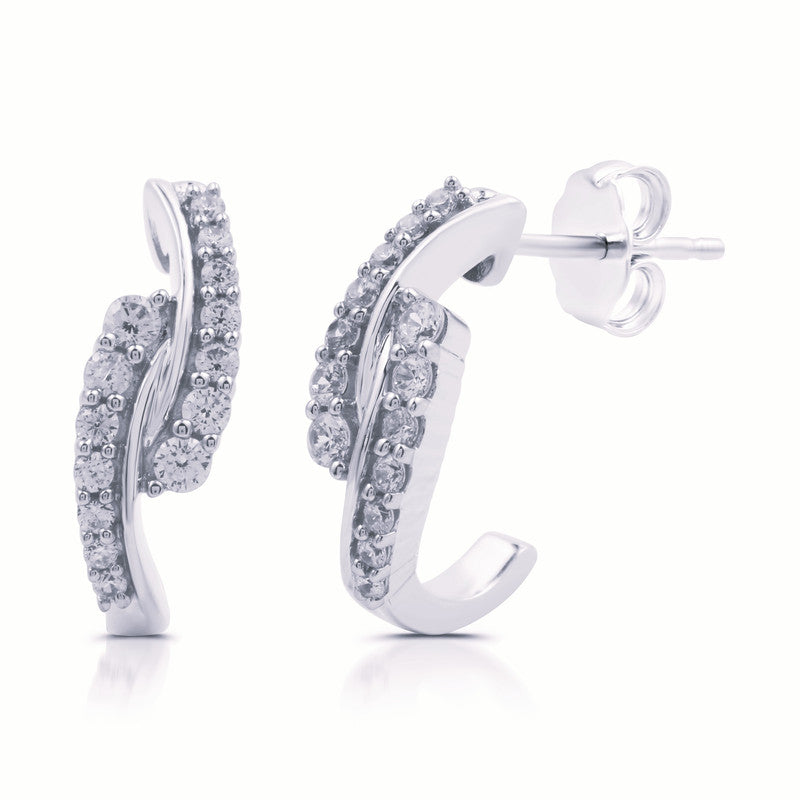 1/2 Cttw Lab-Grown Diamond Sterling Silver Twist Earrings Prestige Collection