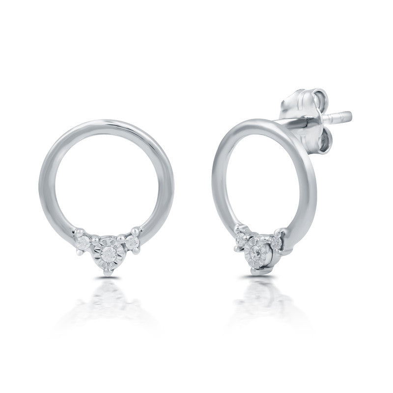 1/20 Cttw Lab-Grown Diamond Circle Sterling Silver Earrings Prestige Collection