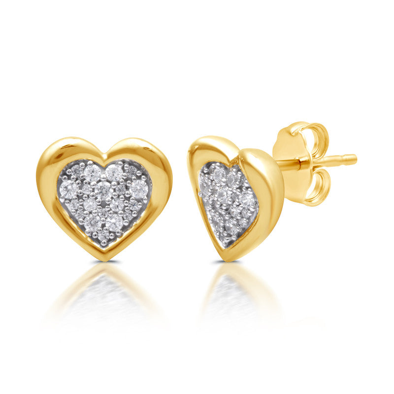 1/4 Cttw Lab-Grown Diamond Heart 14Kt Gold Plated Sterling Silver Earrings Prestige Collection