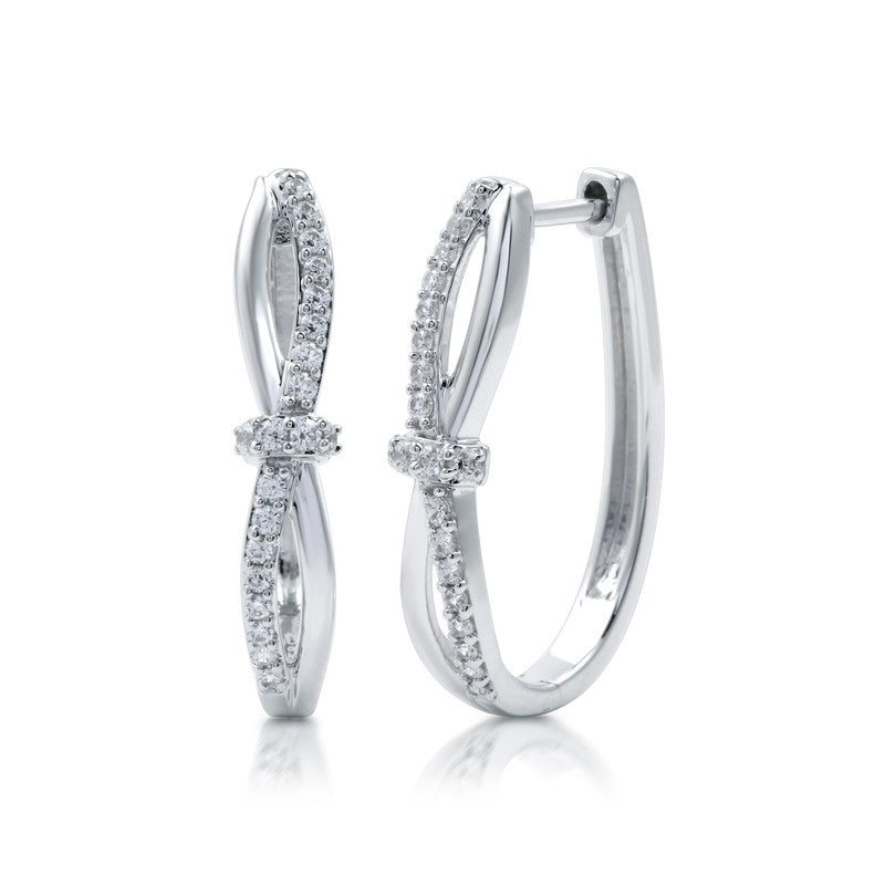 3/8 Cttw Lab-Grown Diamond Twist Hoop Earrings in Sterling Silver Prestige Collection
