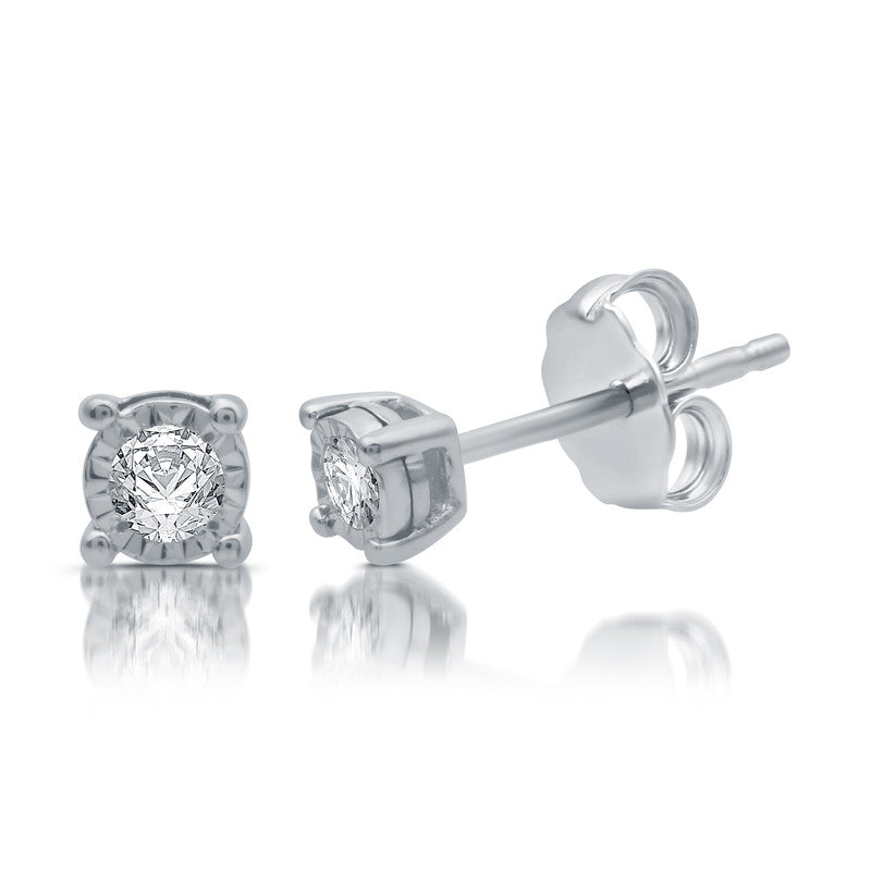 1/10 Cttw Lab-Grown Mircle Plate Stud Earrings