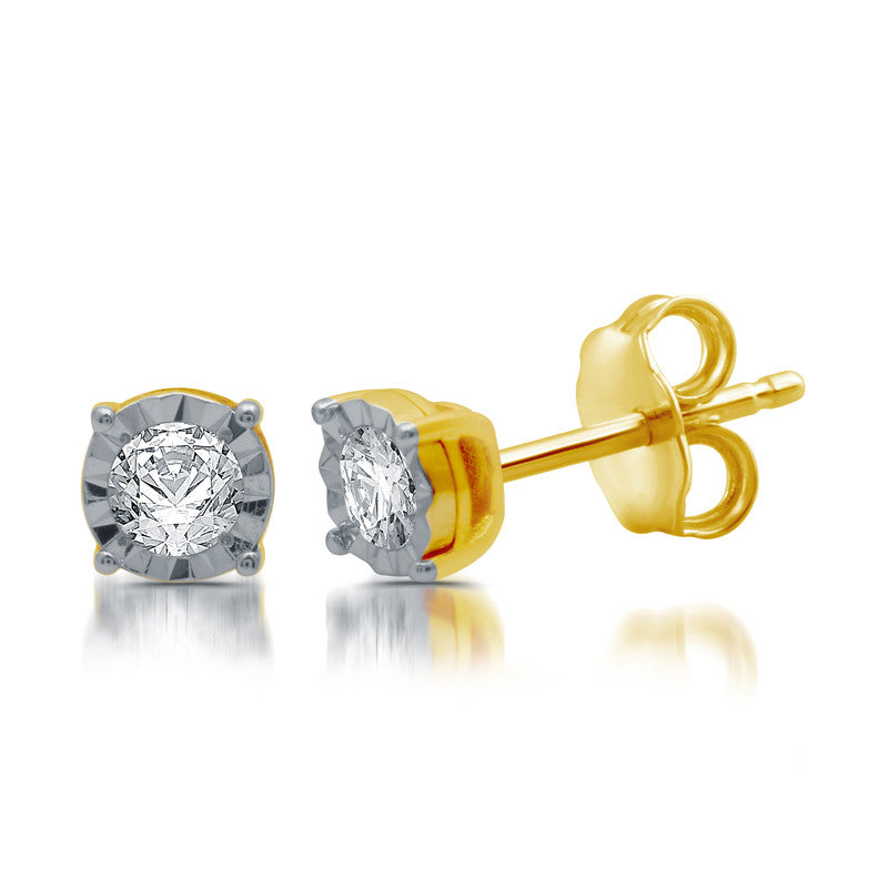 1/5 Cttw Lab Grown Diamond in Gold over Silver Stud Earrings