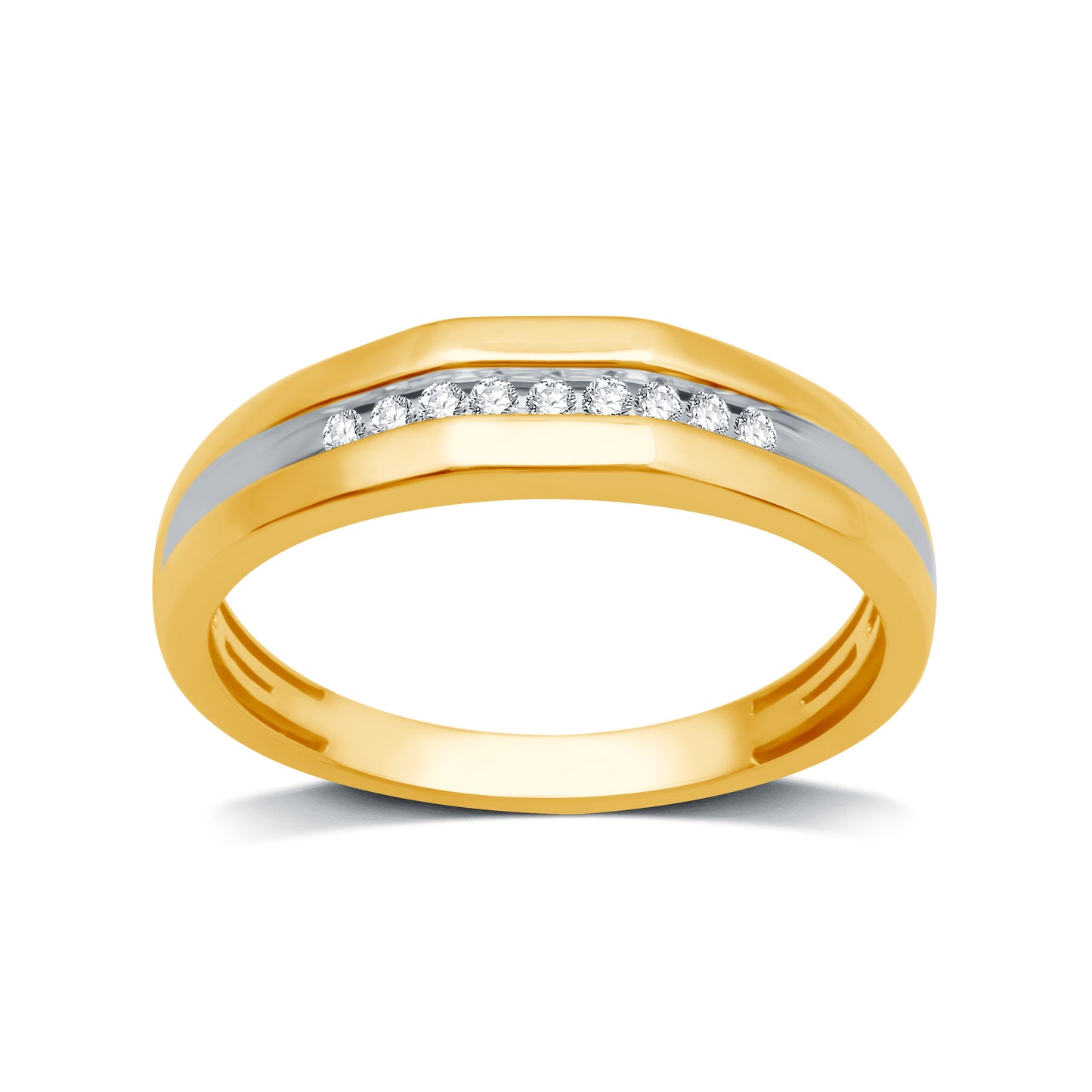 1/10 Cttw Lab-Grown Diamond 14K Gold Plated .925 Sterling Silver Men's Ring