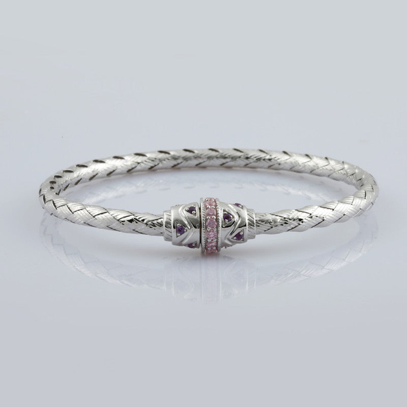 1/15 Cttw Pink Sapphire & Lab Grown Diamond and Sterling Silver Bracelet