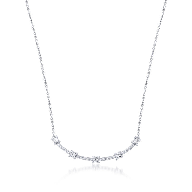 3/8 Cttw Lab-Grown Diamond Sterling Silver Floral Clusters Necklace Prestige Collection
