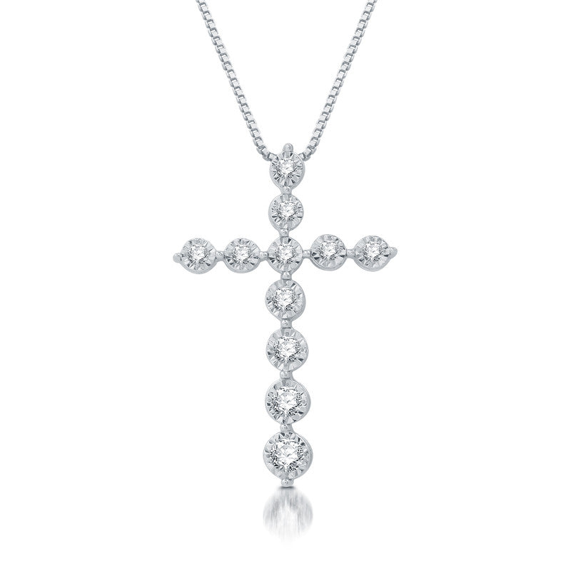 1/4 Cttw Lab-Grown Diamond Cross Pendant 18" Chain