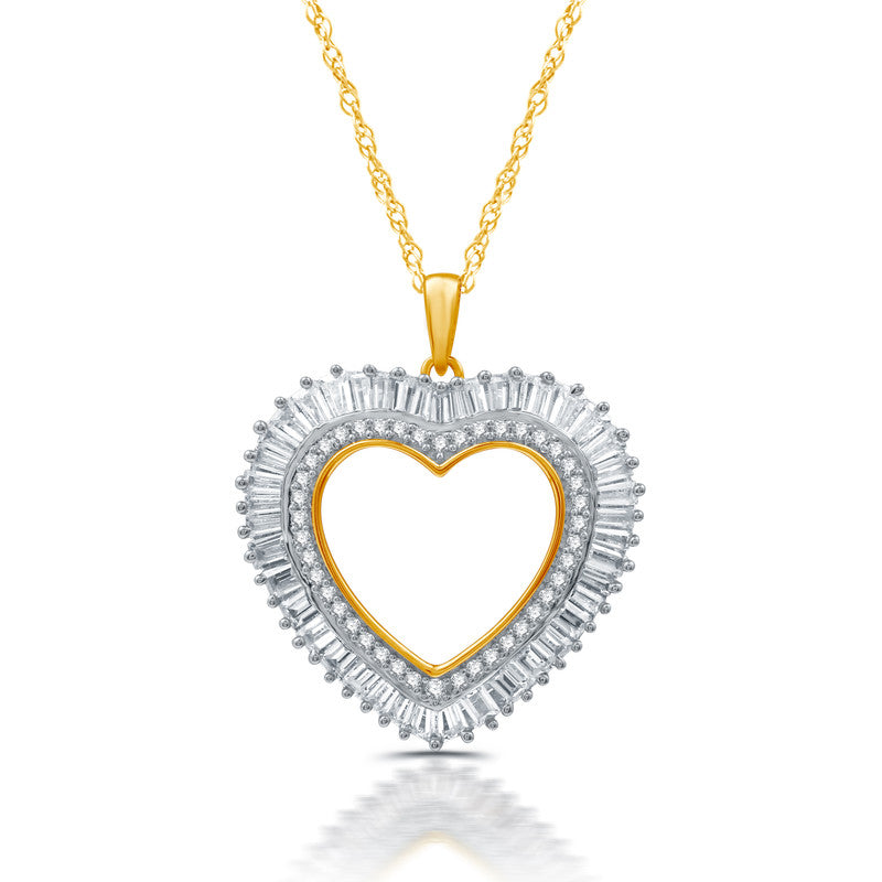 1 Cttw Created White Sapphire in Gold Over Silver Stunning Heart Pendant