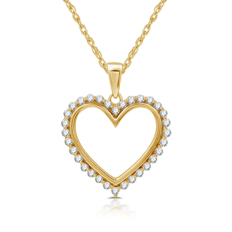 1/4 Cttw Lab-Grown Diamond 14Kt Gold plated Sterling silver Heart Pendant Prestige Collection