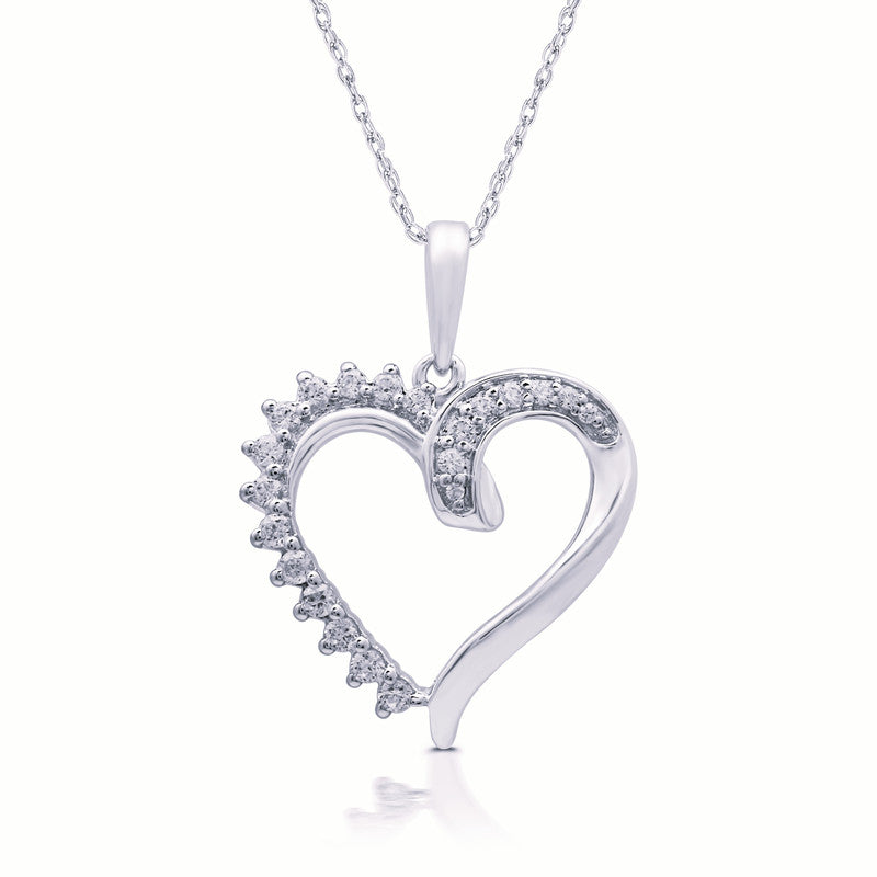 1/4 Cttw Lab-Grown Diamond Open Heart Pendant in Sterling Silver Prestige Collection