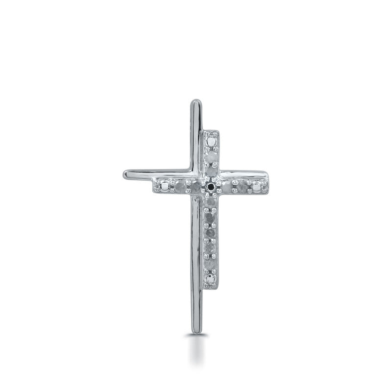 1/10 Cttw Lab-Grown Diamond Double Cross Sterling Silver Pendant Prestige Collection