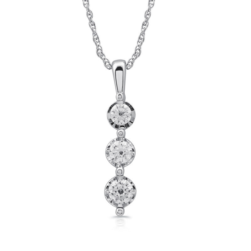 1/2 Cttw Lab-Grown Diamond 3-Stone Sterling Silver Pendant Prestige Collection