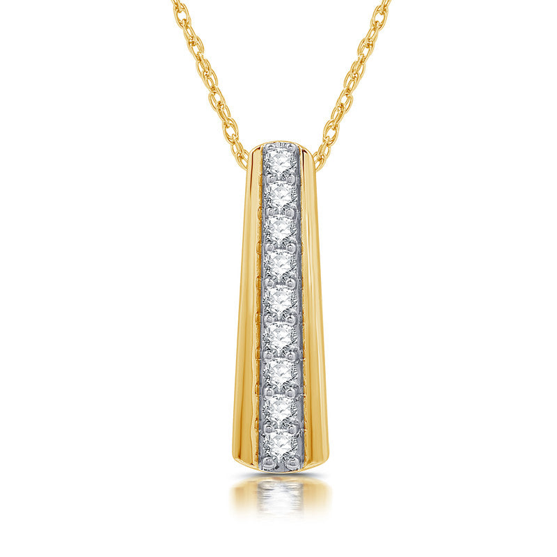 1/2 Cttw Lab-Grown Diamond Vertical Bar Pendant in 14Kt Gold Plated Sterling Silver Prestige Collection