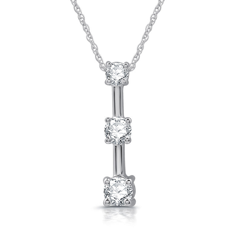 1/2 Cttw Lab-Grown Round Diamond 3-Stone Sterling Silver Pendant Prestige Collection