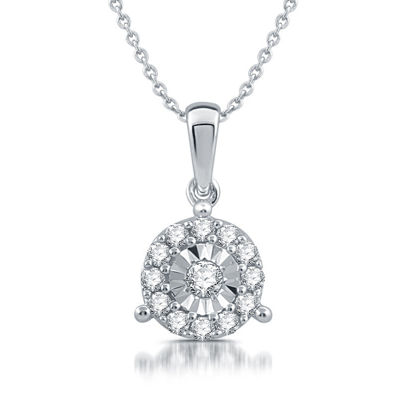 1/10 Cttw Lab-Grown Diamond Halo Sterling Silver Pendant Prestige Collection