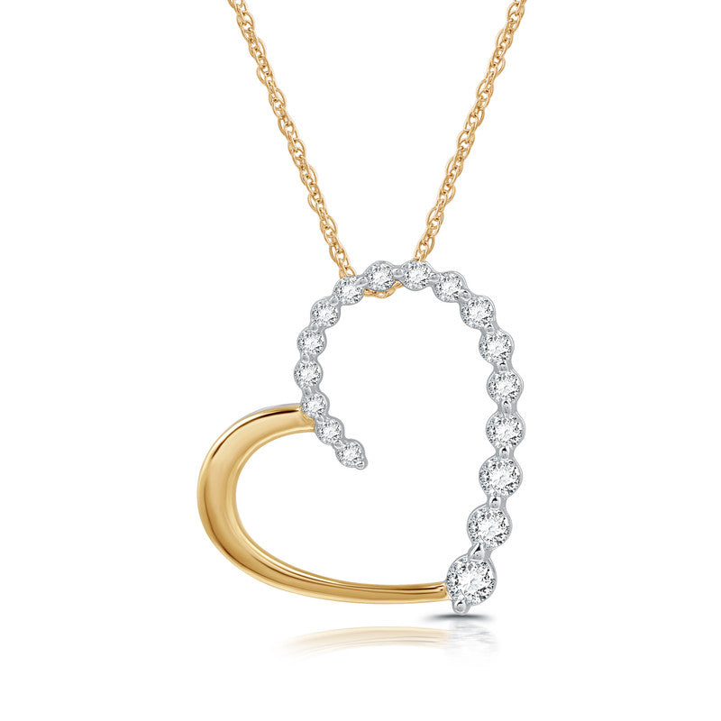 1/10 Cttw Lab-Grown Diamond Two-tone 14Kt Gold Plated Sterling Silver Pendant Prestige Collection