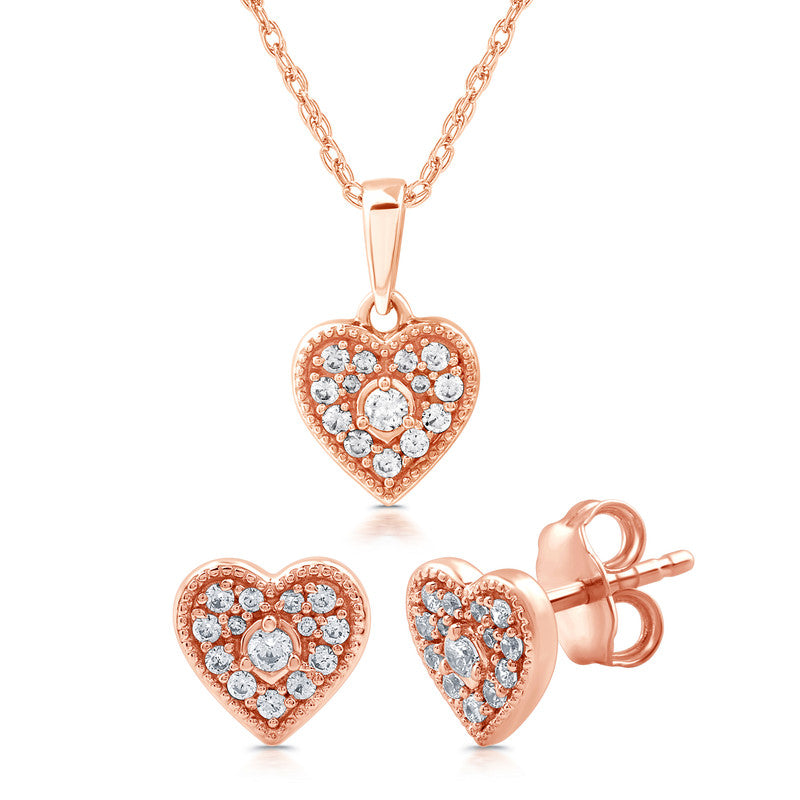1/3 Cttw Lab-Grown Diamond 14Kt Rose Gold Plated Sterling Silver Jewelry Set Prestige Collection