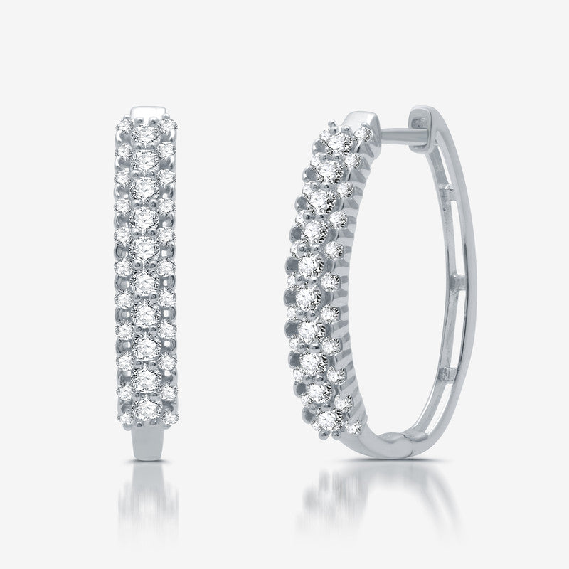 1 Cttw Diamond Sterling Silver Earrings