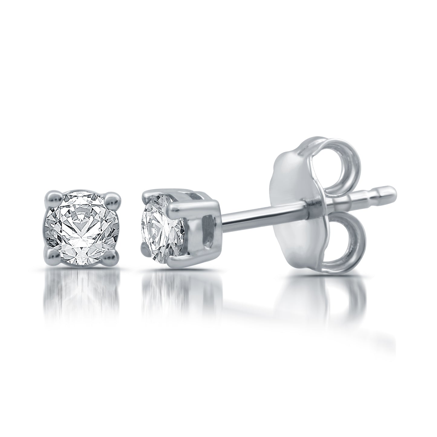 1/3 Cttw Diamond and .925 Sterling Silver Round Stud Earrings