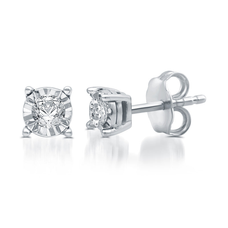 1/6 Cttw Diamond Sterling Silver Stud Earrings